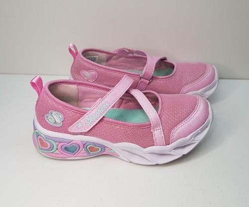 SKECHERS S-LIGHTS SIZE 11UK EUR28.5 GIRLS PINK MARY JANE SANDALS LIGHT UP SHOES - Picture 18 of 24