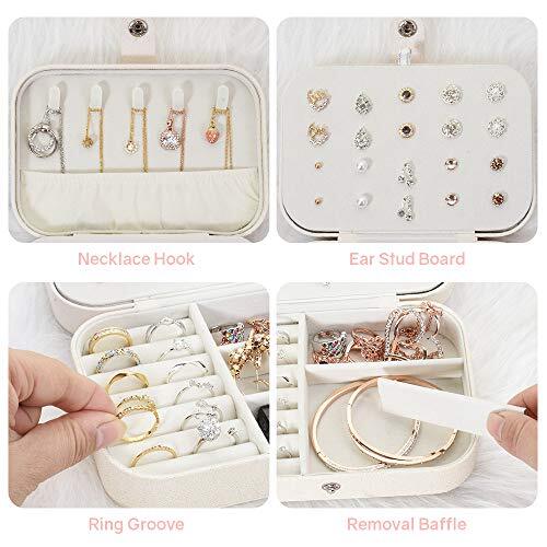 Jewelry Box, Travel Jewelry Organizer Cases with Doubel Layer for White - Picture 4 of 7