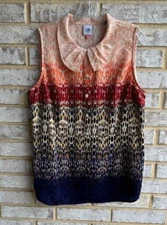 Cabi Collar Sleeveless Love Geometric 1/2 Button Up Pullover Blouse Women's L
