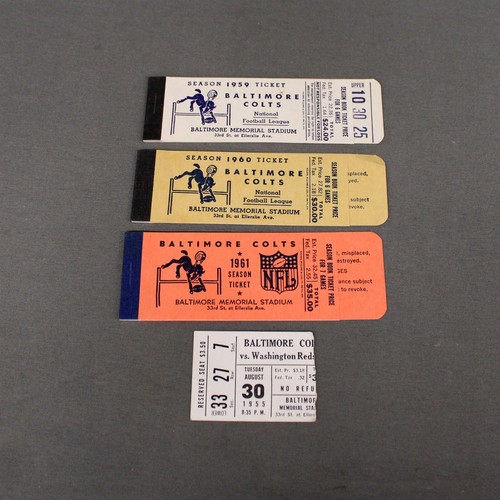 Baltimore Colts Season Ticket,Books 1959,1960,1961,& 1955 Stub,4P