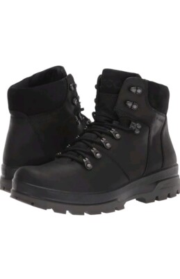 ECCO Men's Rugged Track Mid Black Waterproof Hiking Boots EU 40 Size 6 - 6.5 US