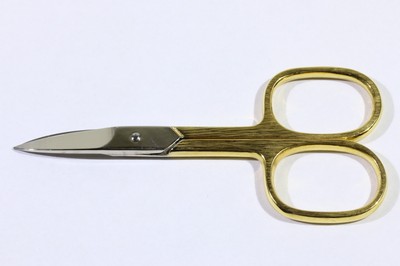 Nagelschere vergoldet satiniert Spitze gebogen breit 9,3cm - AVS6546 TA3