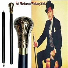 Bat Master son Brass Handle Antique Style Victorian Cane Wooden Walking Stick