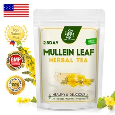 Mullein Leaf Herbal Tea Bags Lung Detox & Cleanse Cough Relieve Tea 28 Day Bags