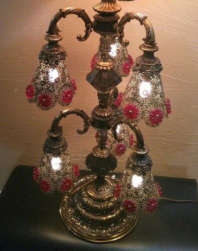 Hollywood Regency Brass Vintage Six Arm Light Table Lamp - Picture 3 of 12