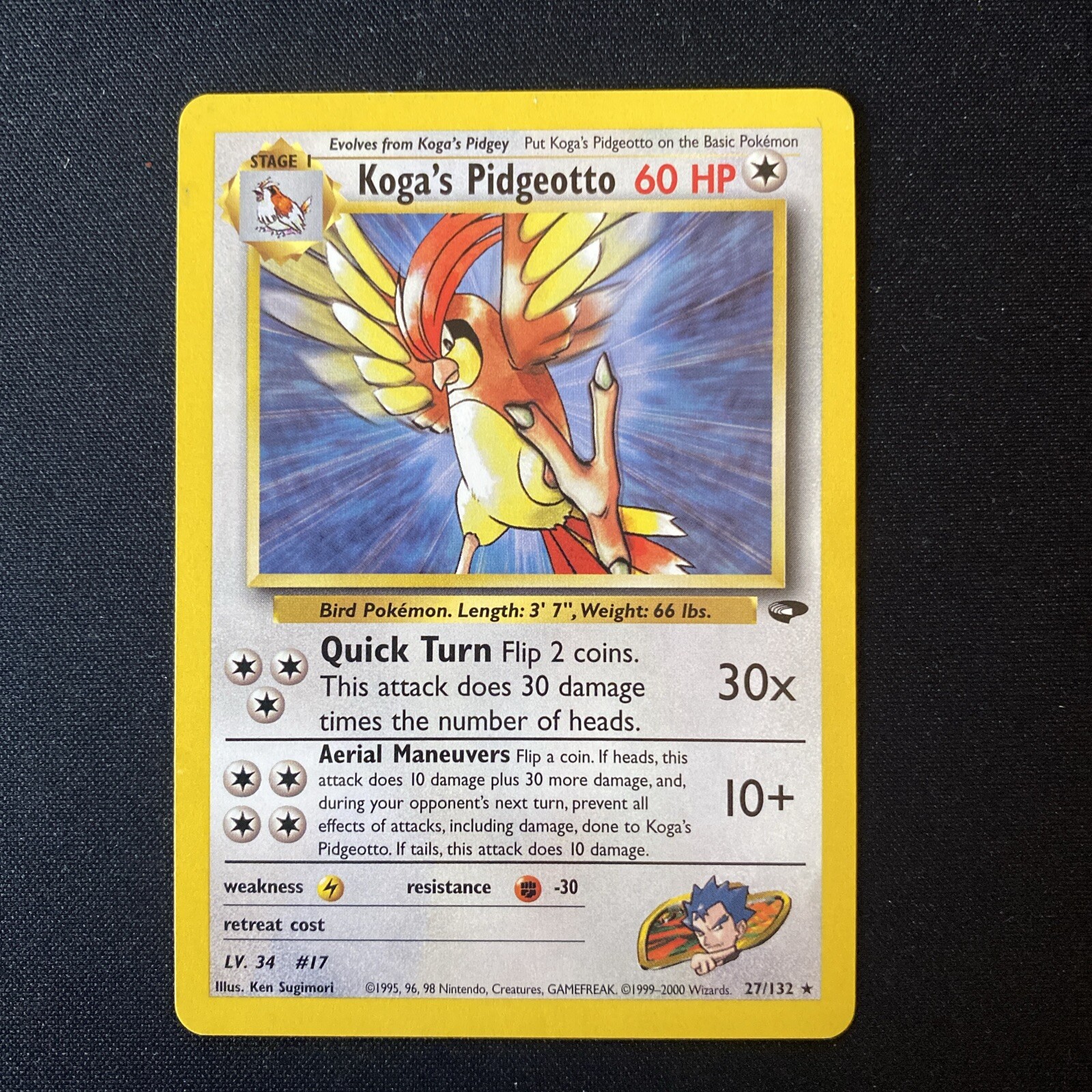 Pokemon - Koga’s Pidgeotto - 27/132 Gym Challenge - Rare WoTC 2000