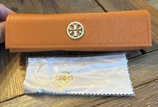 Tory Burch Orange Saffiano Leather Sunglasses Eyeglasses Case Cloth Designer
