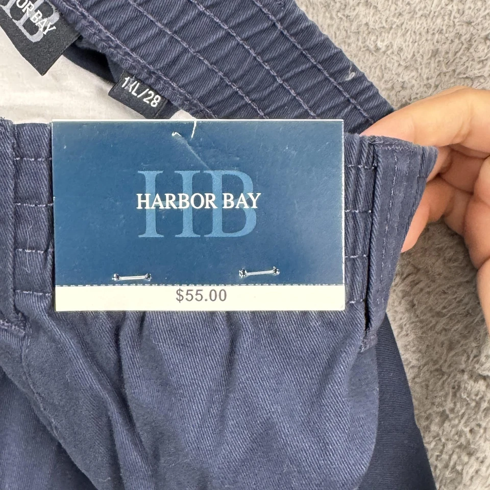 Pantalones chinos informales Harbor Bay para hombre 1XL 40x28 azul marino cintura elástica 100 % algodón Foto 2 de 4