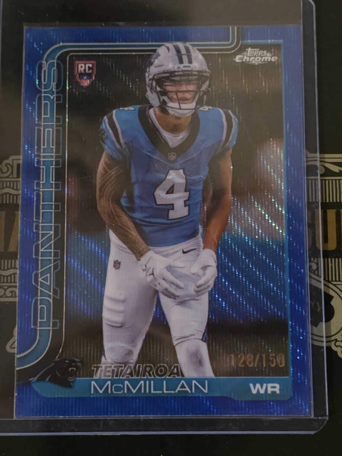 2025 Topps Chrome - Rookies Tetairoa McMillan #326 Blue Wave Refractor /150 (RC)