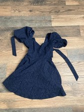 Mi Ami Francesca’s Dress Size S Blue Crinkle Open Tie Back Ruffle Dress 