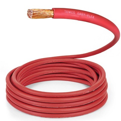 TEMCo 1/0 Gauge AWG 40 Ft Red Flexible Copper USA Welding Cable Battery Wire