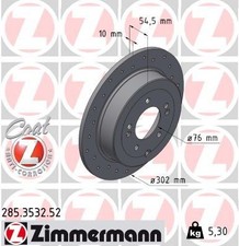 2x Zimmermann 285.3532.52 Bremsscheibe für HYUNDAI KIA 285.3532.52 hinten Bremss