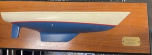 Dickerson 37 Half Hull Sailboat Model by George Hazen Wood Plaque