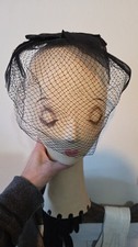 Black fishnet fascinator organ debo nineteen sixties hat