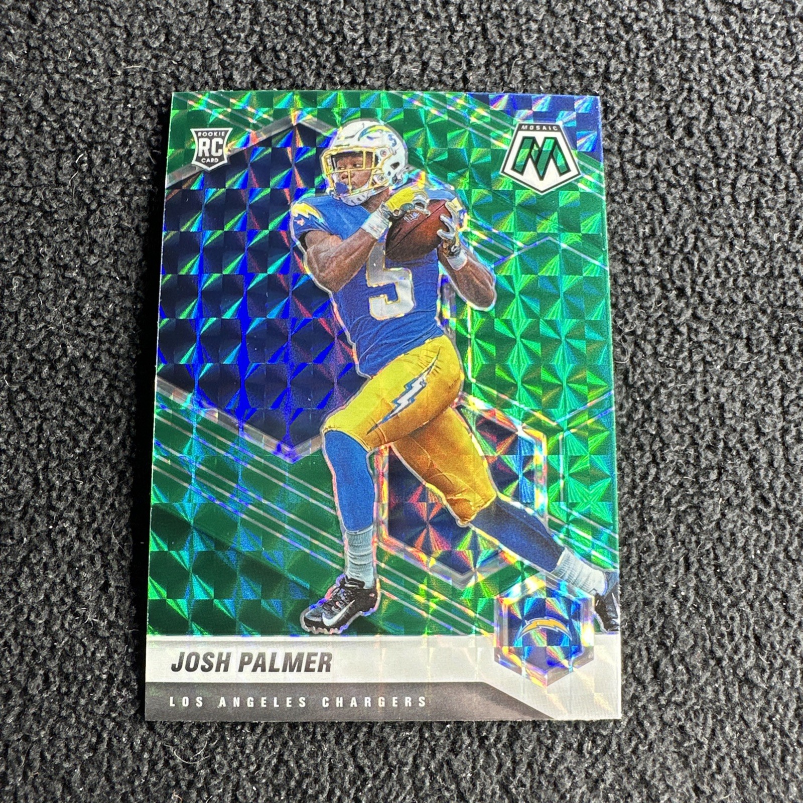 2021 Panini Mosaic Green Mosaic #329 Josh Palmer RC Los Angeles Chargers