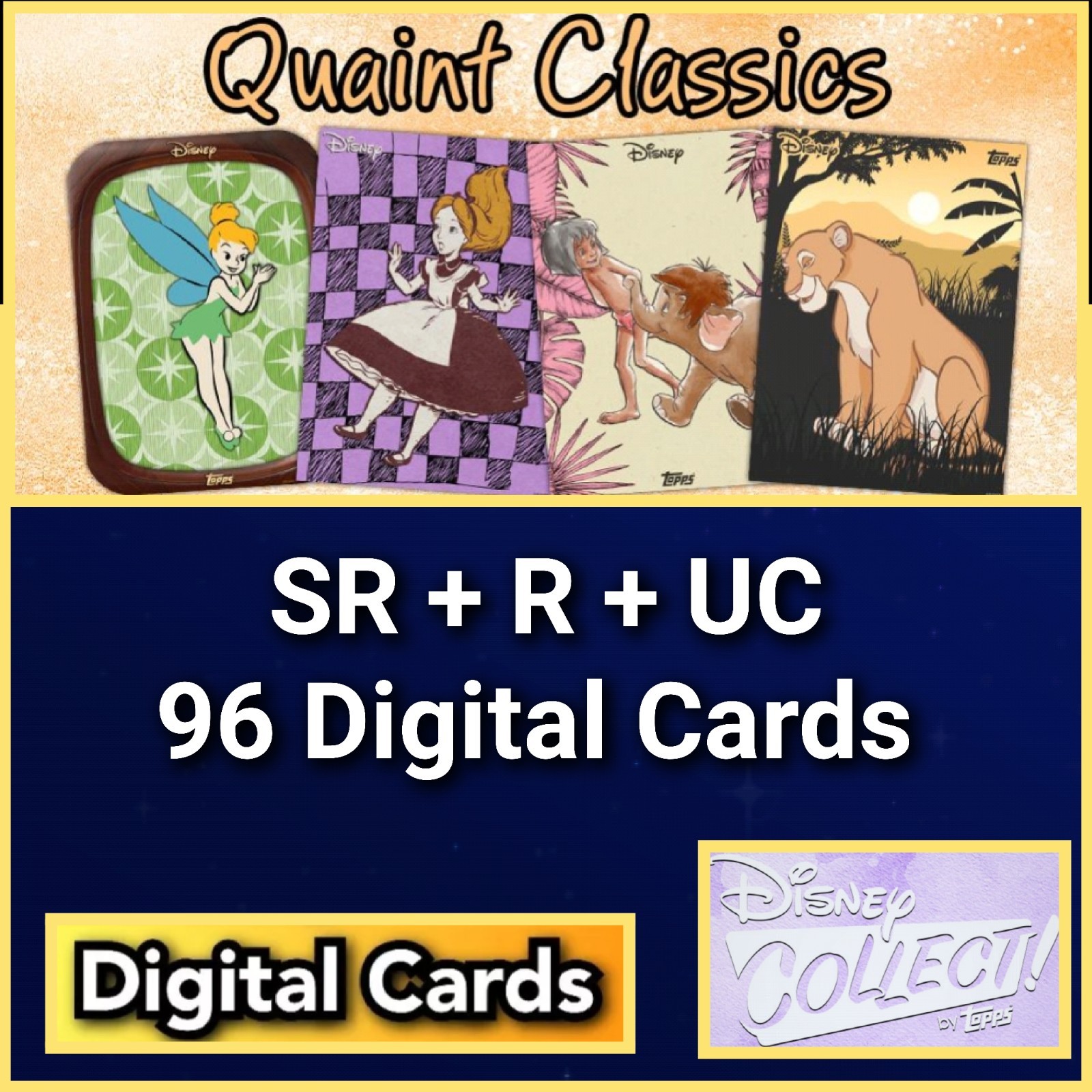 Topps Disney Collect Quaint Classics SR+R+UC 96 Cards