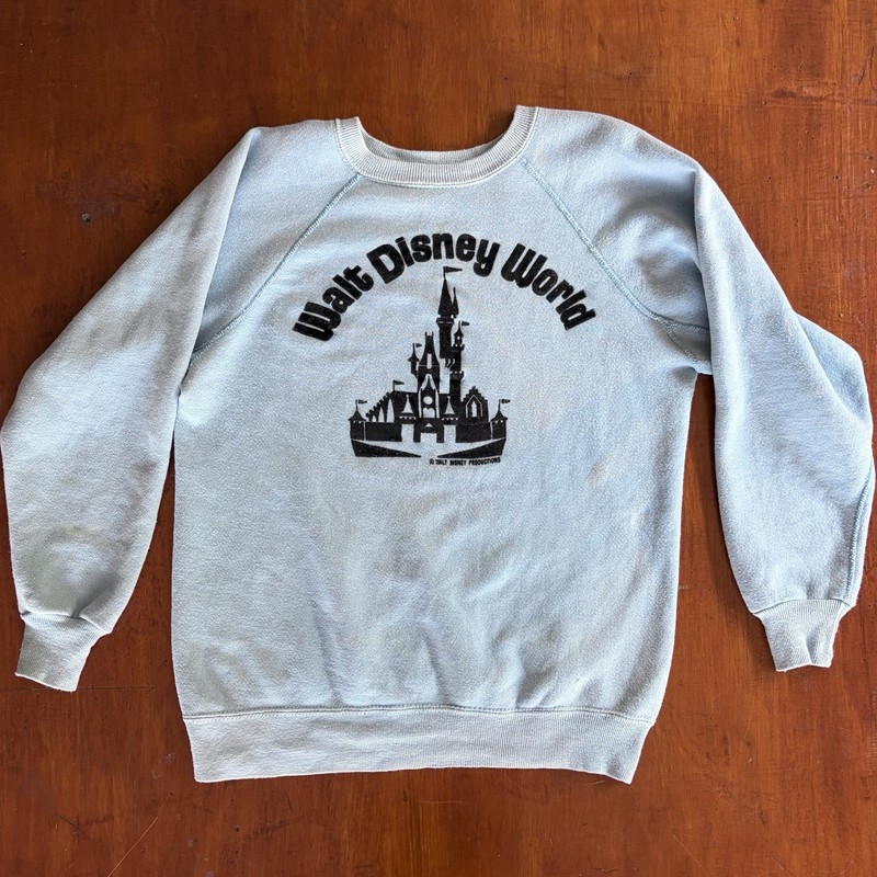 Vintage 1970s Walt Disney World Sweatshirt Light Blue