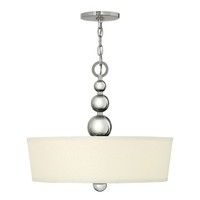 Pendelleuchte Romina Creme Nickel 3-Flmg Ø51Cm KüRzbar Vintage Lampe Wohnzimmer
