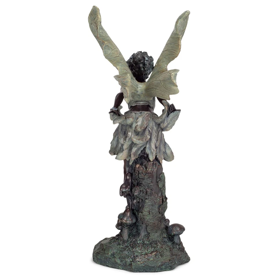 Lovely Kissing Fairy Bronze Tone 19.75 Inches Polyresin Outdoor Garden Statue - Image 4 of 4