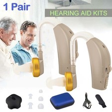  2Pcs Rechargeable Digital Hearing Aids Behind the Ear Sound Voice Amplifier