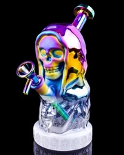 GRIM RIPPER Bong Mini BONG Glass Water Pipe COOL Hookah Skull Bong Iridescent 