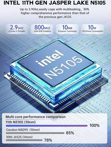 Mini PC,12GB DDR4 256GB M.2 SSD Intel Celeron N5105 (up to 2.9 GHz) Mini Desktop - Picture 2 of 7