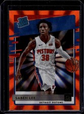 2020-21 Donruss Holo Orange Laser #221 Saben Lee Detroit Pistons Rookie