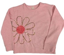 J Crew crewcuts Girls Flower Sweatshirt L 10-11 Pink Sequin NWT Top