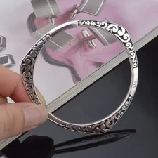 925 Tibetan Sterling Silver Bracelet Bangle Triangle Geometric Cuff Bracelet New