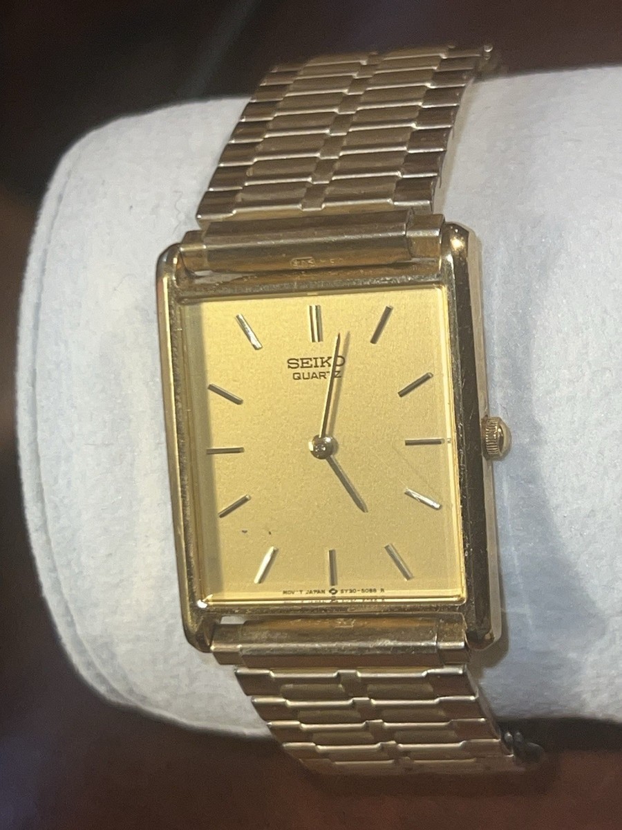 Vintage Seiko Tank 5Y30-5060 Gold Plated Dress Watch | eBay