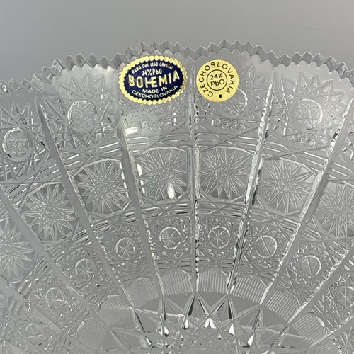 Boemia Cecoslovacchia ciotola rotonda taglio a mano 9” pizzo regina 500PK 24% cristallo piombo - Foto 6 di 13
