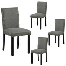 Wooden Dining Chairs Set of 4 w/Solid Rubber Bent Wood Legs for Dining Room,Grey