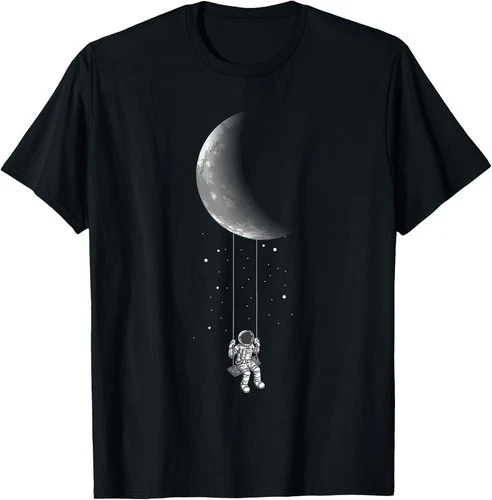 Moon Swing Stars Galaxy Astronaut Universe Space T-Shirt - product listing photo