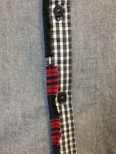 Desigual Mens Large Slim Multi-Patterned Red Black Long Sleeve Button Up Shirt - Picture 5 of 8
