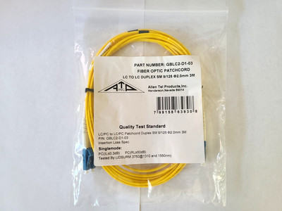 Allen Tel GBLC2-D1-03 Fiber Patch Cable (LC to LC, Single-mode) - 3M