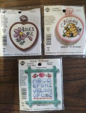 Lot of 3 New Small 14-Count Assorted Cross Stitch Kits NIP w/Frames NeedleMagic