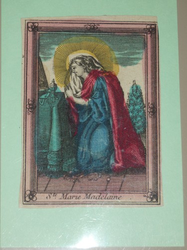 image pieuse XVIIIeme aquarellee ste marie madeleine