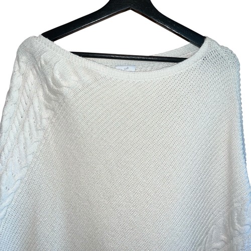J Jill Poncho creme Zopfmuster Einheitsgröße offen Strick Lagenlook elegant Schal - Bild 3 von 9