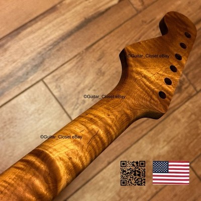 Roasted Flame Maple Strat Neck Satin Fits Warmoth Stratocaster body 2SMA