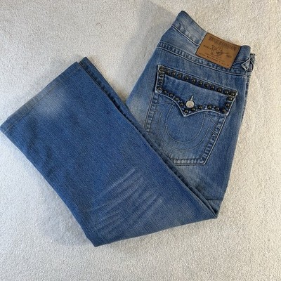 True Religion Men s Vintage Studded Boot Cut Blue Jeans Size 38