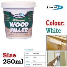 Bond It 250ml All Purpose 1 Part Wood Filler Repair Ready Mixed Solvent UK White