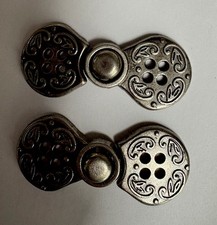 2 Pair Vintage Pewter colored metal Clasps Scandinavian Sweaters