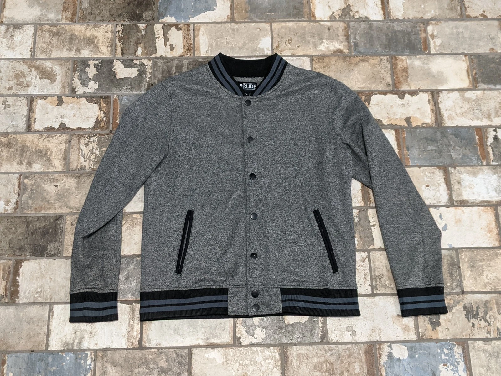 RHUDE xxx Rude Giacca Bomber Uomo Grigio Medio Varsity