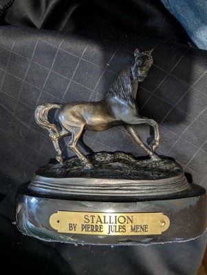 Antique Bronze HORSE Sculpture Statue by P.J. MENE (Pierre Jules Mene) Signed