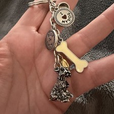 Scottish Terrier Dog Keychain Best In Show Silver Purse Bag Charm Heart Bone