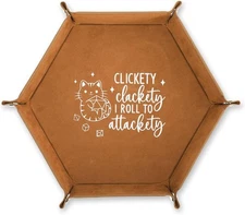 Leather Dice Tray for Rolling Novelty Cat Folding Hexagonal Black and Brown 