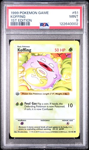 Koffing (1st Edition) graded PSA 9 for sale on eBay