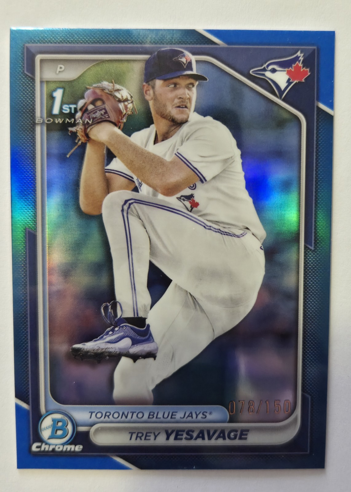 2024 Bowman Draft Chrome - Trey Yesavage - Blue Refractor  1st Bowman  #76/150 