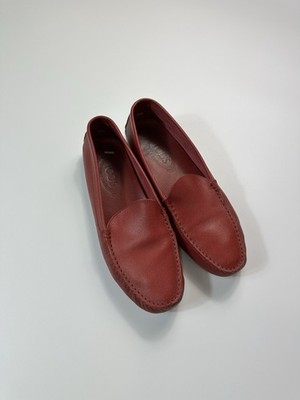 Tod's Leather Moccasin 39.5 EU Size Red Classic