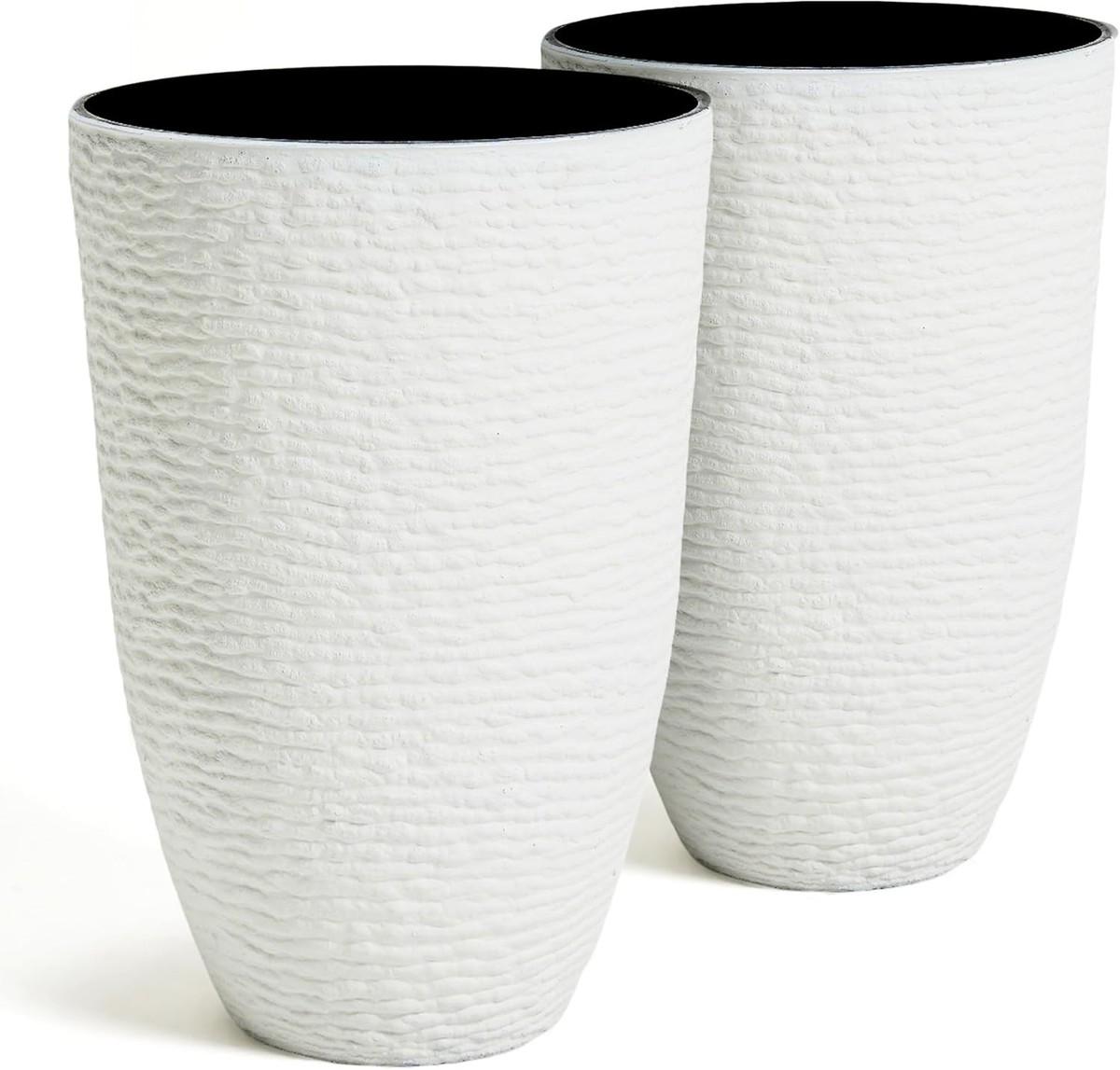 Worth Garden 2-Pack 21" H. White Tall Planters - Without Inside Pots,